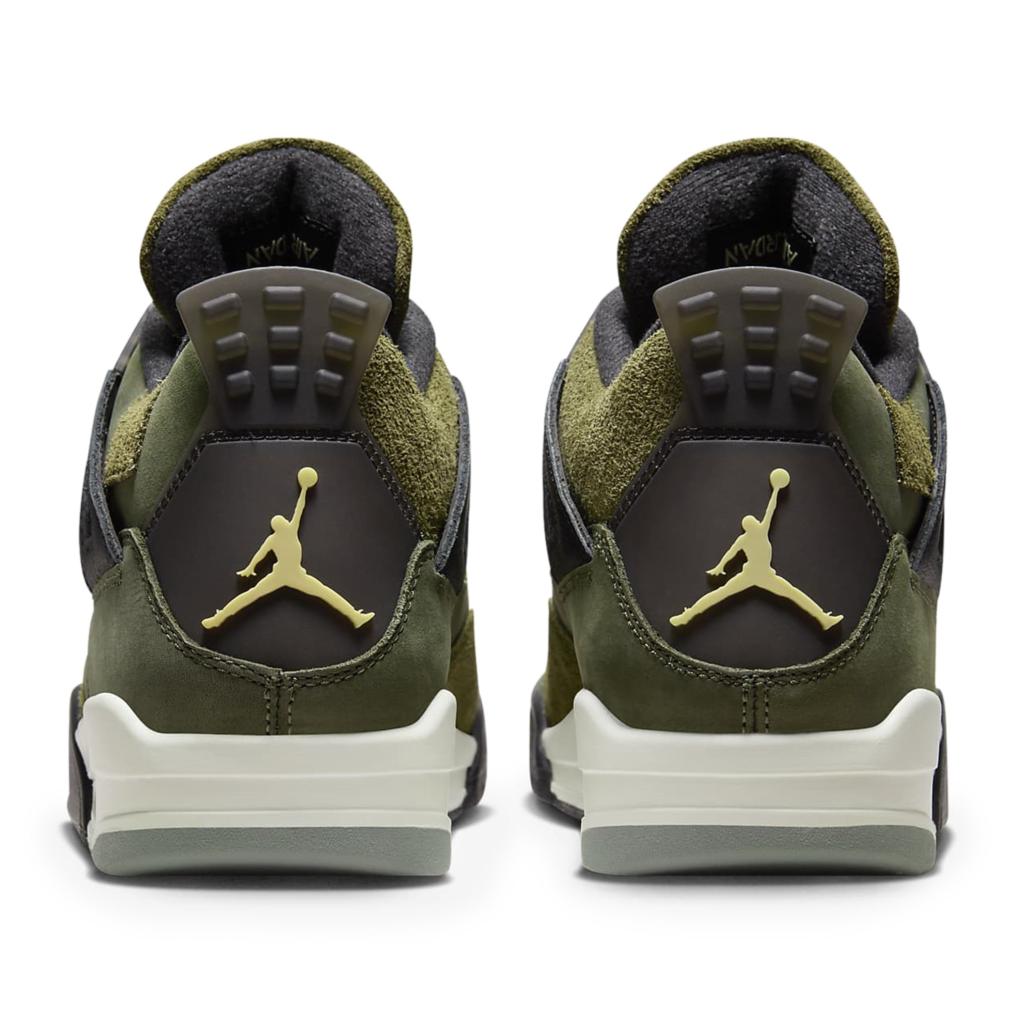Back view of Air Jordan 4 Retro SE Craft Olive FB9927-200